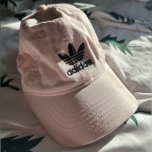 Adidas pale pink hat with black trefoil logo